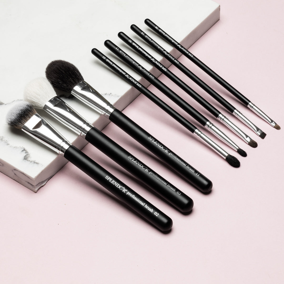 Set 8 pensule profesionale Splendor BASIC KIT par fibre moi sintetice/ capra / ponei + borseta