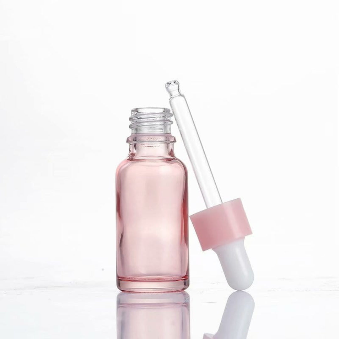 Recipient sticla cu pipeta roz 15 ml