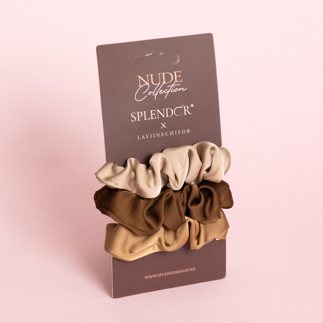 Set 3 elastice par satin Nude Collection Splendor X LAVIINECHIFOR
