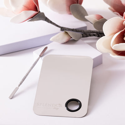 Paleta metalica Splendor dreptunghiulara si spatula pentru mixare