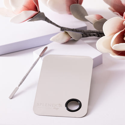 Paleta metalica Splendor dreptunghiulara si spatula pentru mixare