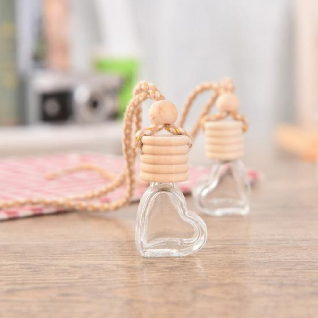 Recipient sticla pentru parfum de masina forma inima 6 ml