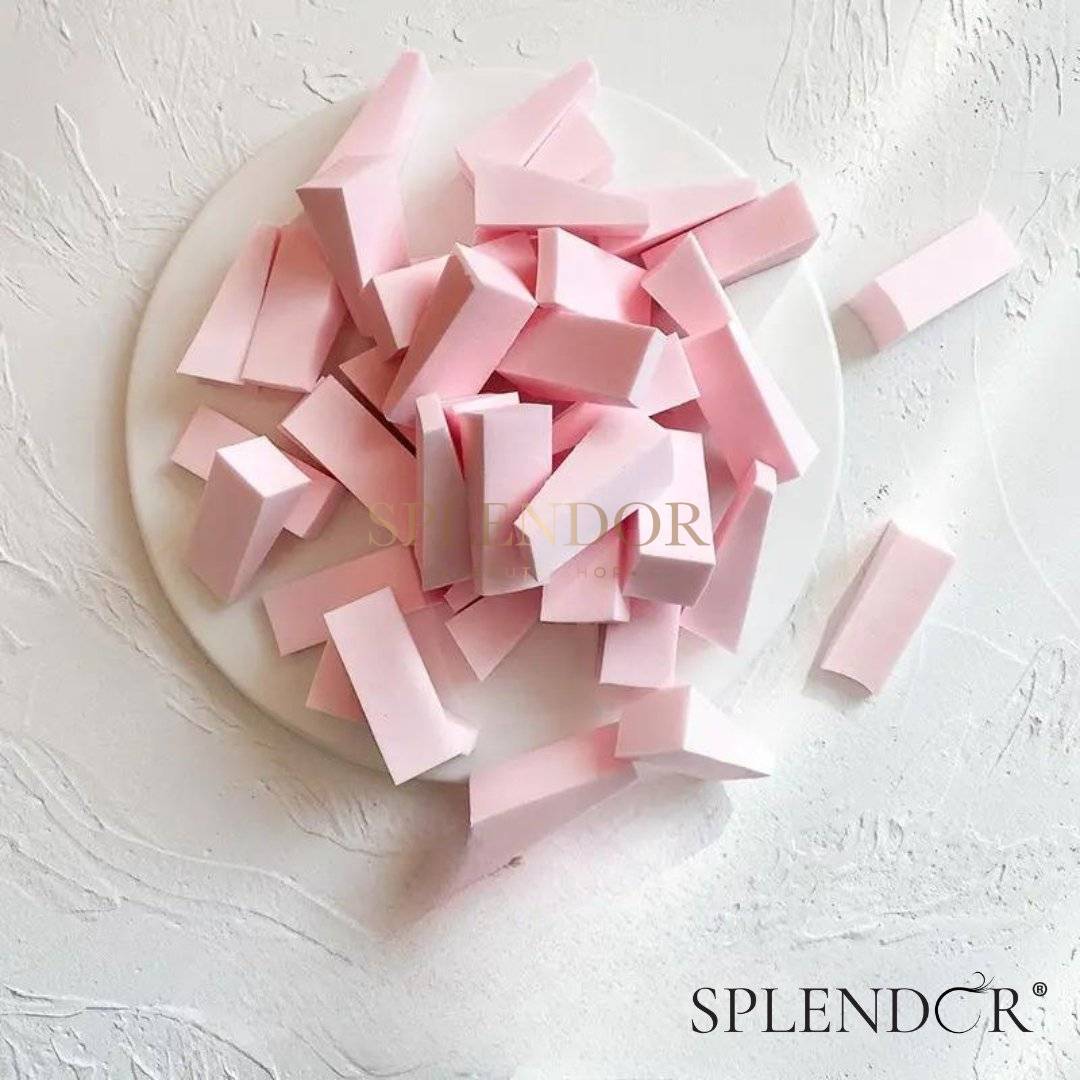 Buretei machiaj roz si alb forma triunghiulara 10 buc/set