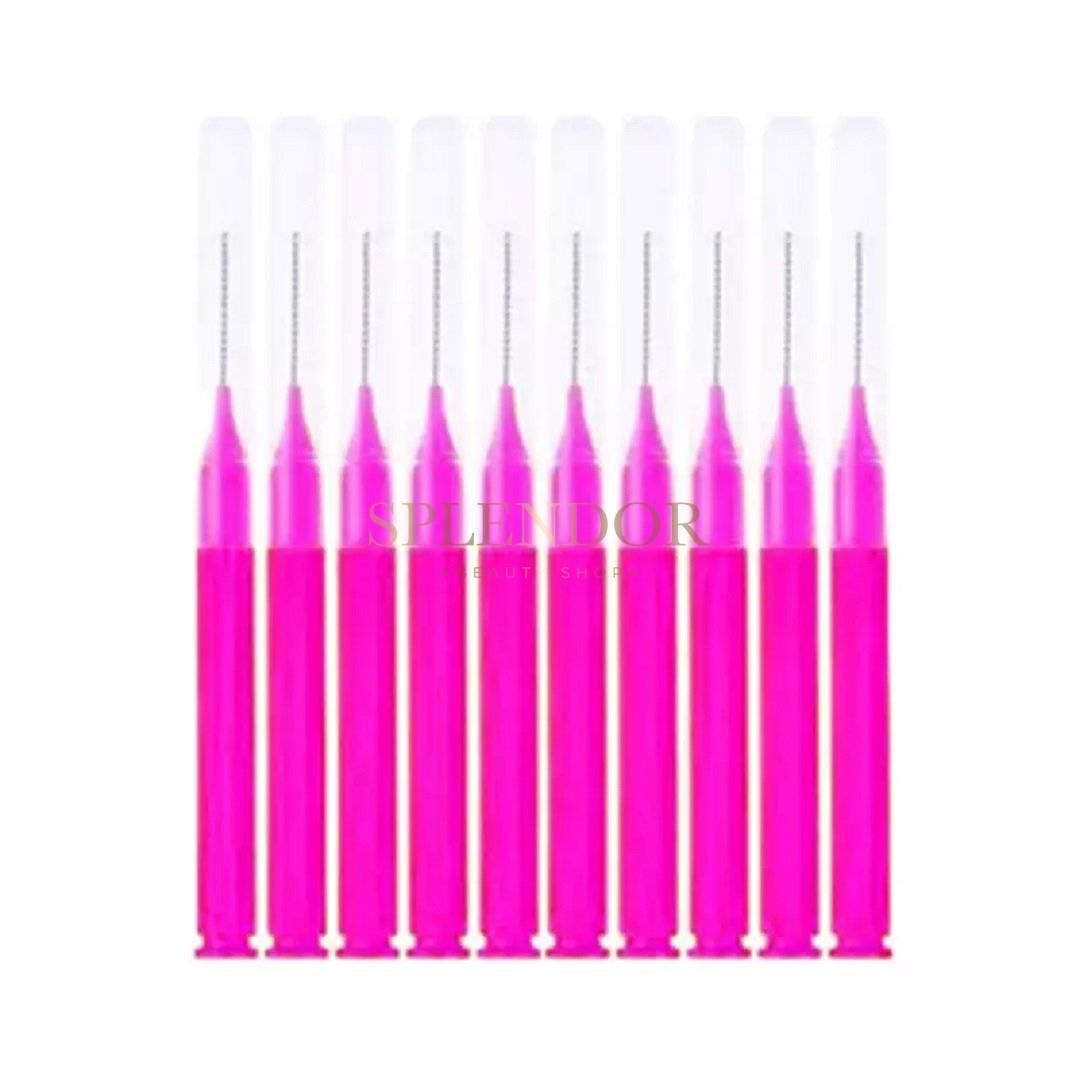 Mini perii precizie laminare sprancene 10 buc/set roz