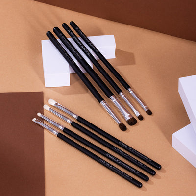 Set 8 pensule profesionale Splendor pentru machiajul ochilor par capra / ponei + borseta