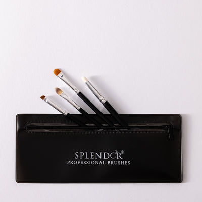 Set 4 pensule profesionale Splendor pentru ochi si sprancene / par sintetic + borseta