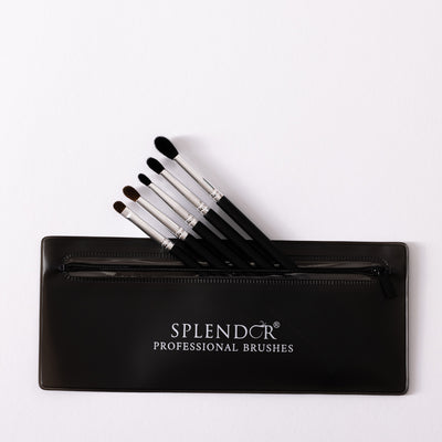 Set 5 pensule profesionale Splendor pentru ochi par capra neagra si ponei + borseta