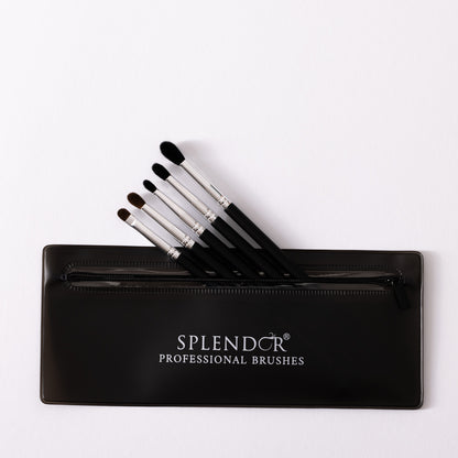 Set 5 pensule profesionale Splendor pentru ochi par capra neagra si ponei + borseta