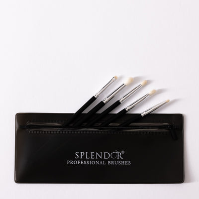 Set 5 pensule profesionale Splendor pentru ochi par capra alba + borseta