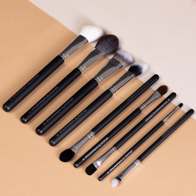 Set 9 pensule profesionale Splendor pentru machiajul fetei par fibre moi sintetice / capra  + borseta