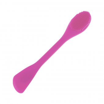 Perie din silicon cu doua capete roz inchis pentru curatarea fetei si aplicarea mastilor 