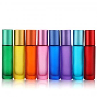 Recipient tip roll-on verde din sticla groasa frost 10 ml