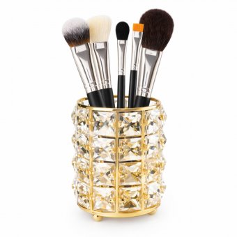 Suport pentru pensule machiaj – auriu, design elegant